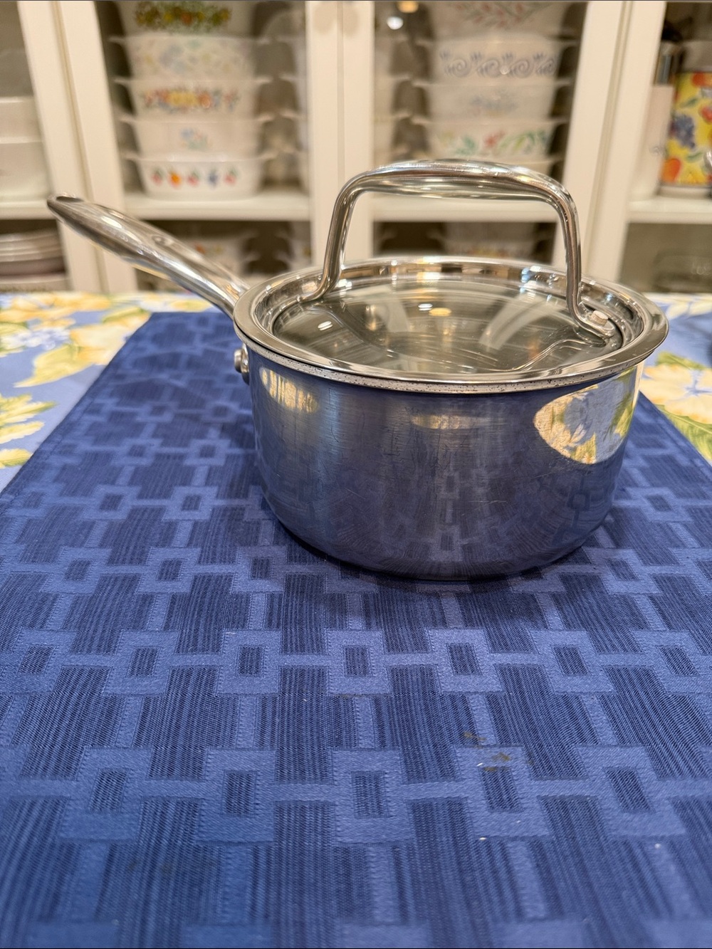 Pampered Chef Stainless Steel 1.5 Qt Saucepan with Glass Lid - Silver
